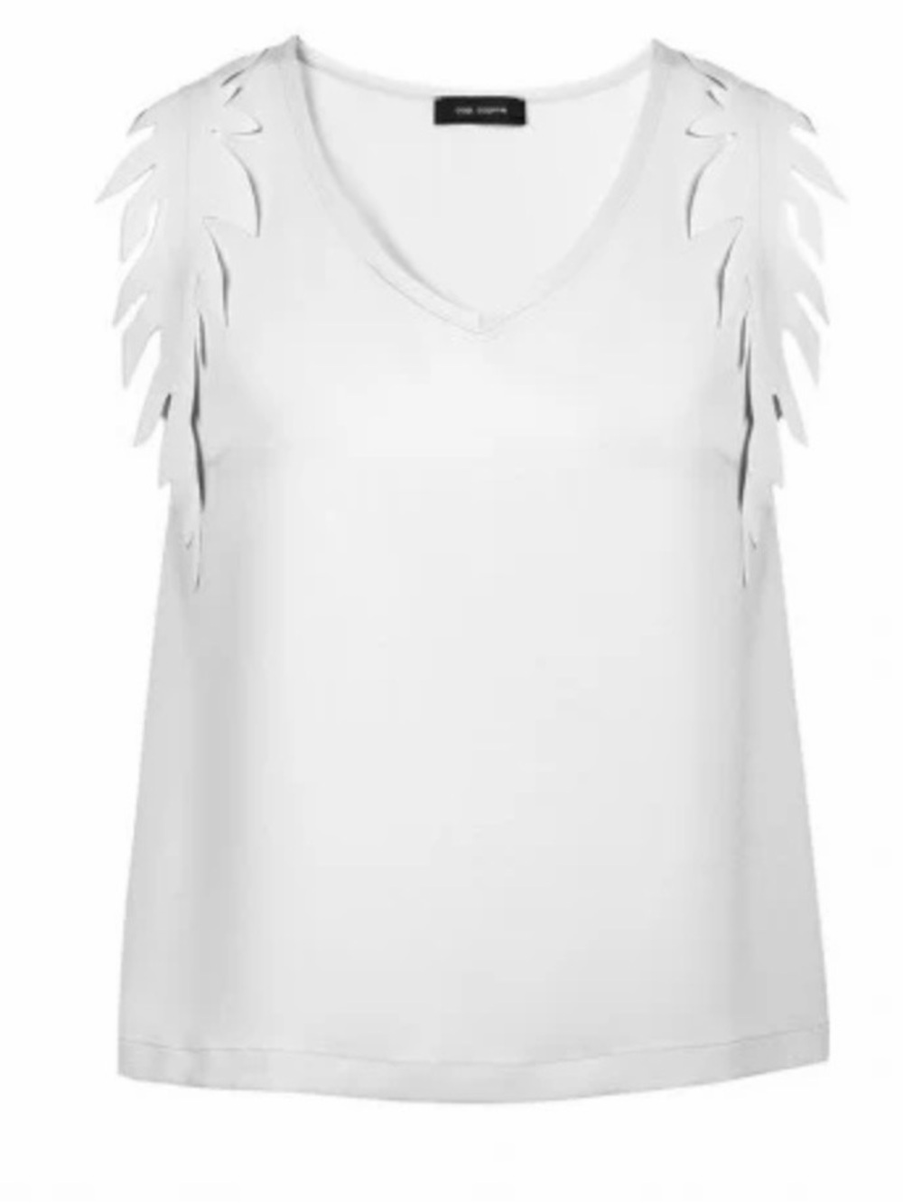NWT Small Cop Copine Lelana Sleeveless Blouse White V-neck Laser-cut Leaves